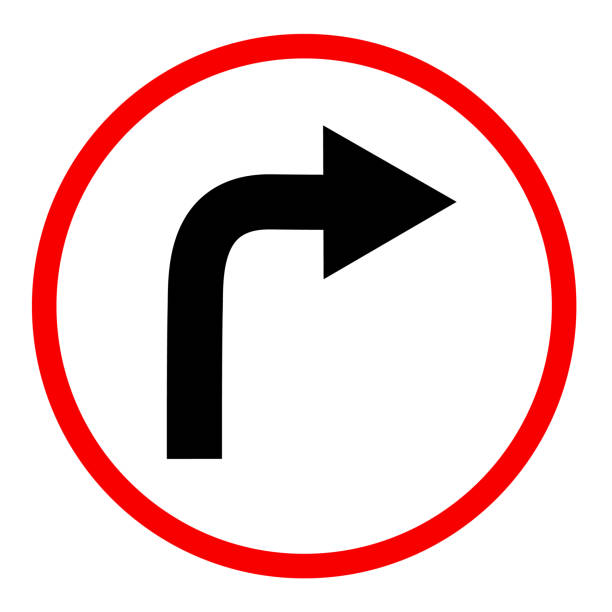 istock turn right sign on white background. turn right symbol. flat style. turn right ahead sign. traffic sign. 961400674