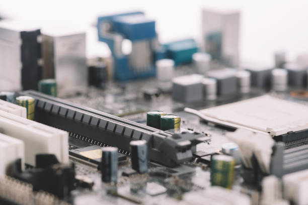 istock Closeup view of electronic circuit baseboard 961400794