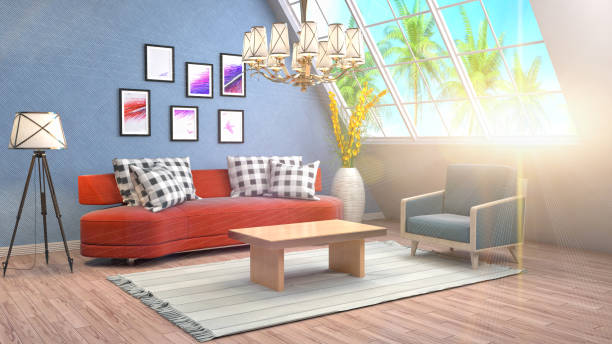 istock Interior living room. 3d illustration 961410546