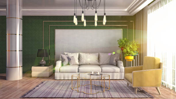 istock Interior living room. 3d illustration 961410562