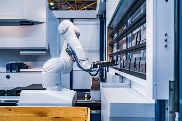 istock Robotic Arm modern industrial technology. Automated production cell. 961415360