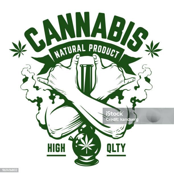 Cannabis Vector Emblem Stock Illustration - Download Image Now - Leaf, Marijuana - Herbal Cannabis, Vector