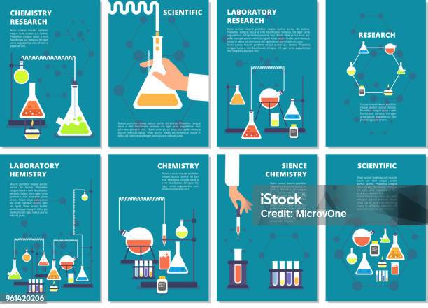 化学検査します薬剤処理科学医学研究の実験室ベクトル本の表紙パンフレット作成用テンプレート - 化学のベクターアート素材や画像を多数ご用意 - 化学, 実験室, 化学物質