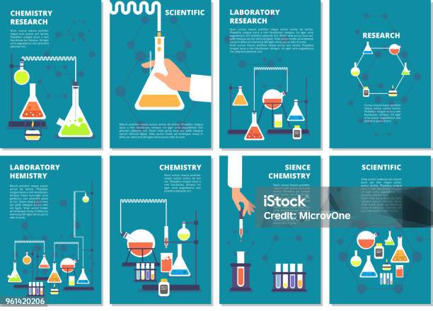 Chemistry Laboratory Testing Pharmacy Processing And Science Medical Research Lab Vector Book Covers Brochure Template Stock Illustration - Download Image Now