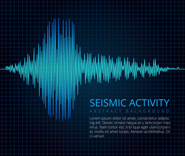 지진 주파수 웨이브 그래프, 지진 활동입니다. 벡터 추상적인 과학적 배경 - geological feature audio stock illustrations