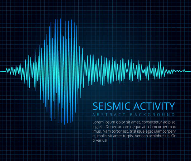 Earthquake frequency wave graph, seismic activity. Vector abstract scientific background Earthquake frequency wave graph, seismic activity. Vector abstract scientific background. Diagram seismograph, vibration amplitude illustration seismology stock illustrations