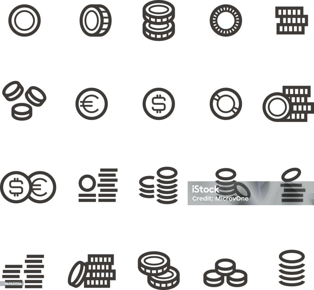 Coins line icons. Money, tax, earn and cash outline vector symbols isolated Coins line icons. Money, tax, earn and cash outline vector symbols isolated. Cash coin profit, linear money dollar and euro illustration Coin stock vector