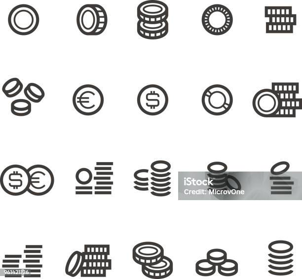 Coins Line Icons Money Tax Earn And Cash Outline Vector Symbols Isolated Stock Illustration - Download Image Now