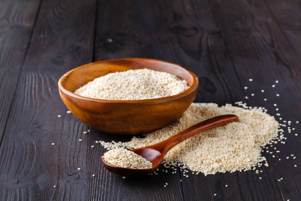 istock Sesam seeds in a little bowl on wooden table 961427370