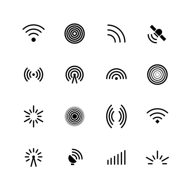 無線の wifi とラジオ信号アイコン。アンテナ、携帯電話の信号と分離された波動ベクトル シンボル - time zone audio点のイラスト素材／クリップアート素材／マンガ素材／アイコン素材