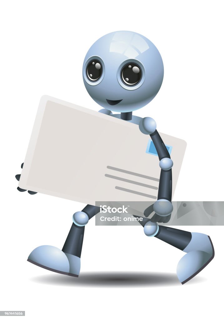 Robot Envelop Little Robot Delivering Envelope Stock Illustration - Download Image ...