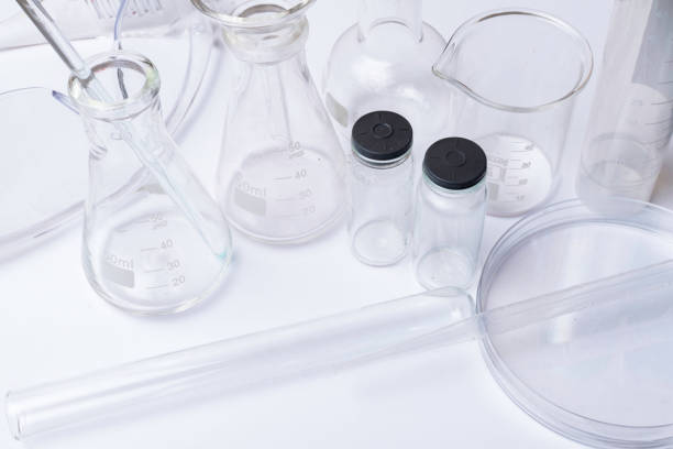 istock Various laboratory glassware in chemical labarotory on the white background 961442016