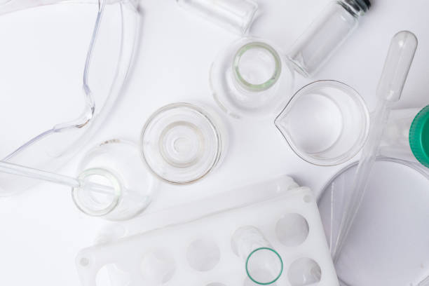 istock Various laboratory glassware in chemical labarotory on the white background 961442224