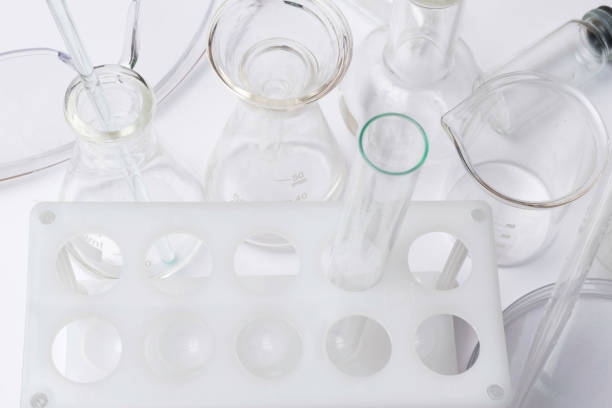 istock Various laboratory glassware in chemical labarotory on the white background 961442254
