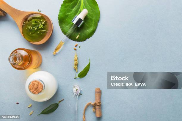 Natural Cosmetics Oils For Skin Care On A Light Background Homeopathic Oils Whey Milk Soap Beauty Blogger Concept Stock Photo - Download Image Now