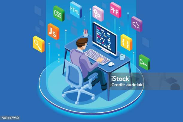 programming and engineering development. programmer or... Programmer And Engineering Development Stock Illustration - Download ...