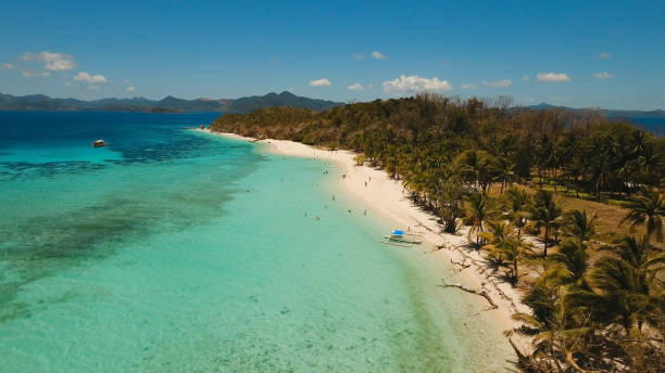 istock Aerial view beautiful beach on a tropical island Malcapuya. Philippines 961448458