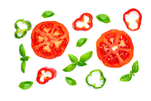 istock Seamless pattern with fresh vegetables, herbs and spices. Isolated on white background. Top view