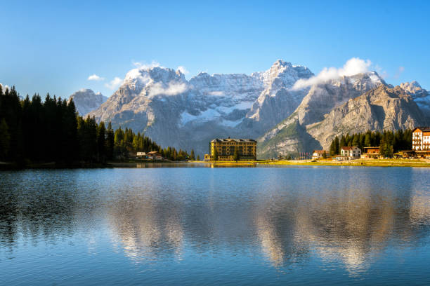 istock Lake Misurina with Dolomites Mountain in Italy 961460596