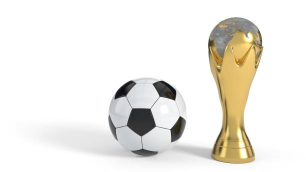 istock World Cup and soccer ball on white background, 3d rendering 961467354