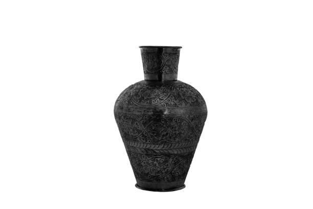istock Elegant Metal vase isolated on a white background (glass, empty, vase) 961471762