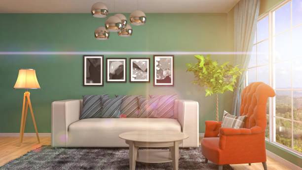 istock Interior living room. 3d illustration 961475632