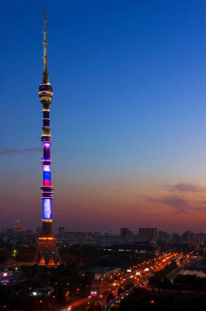 istock Ostankino TV tower and sunset over Moscow 961477184