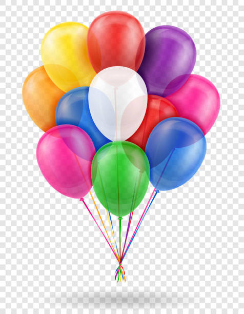uroczyste przezroczyste balony pompowane helem z wstążką zdjęcie wektora ilustracji - pumped stock illustrations