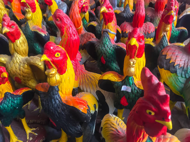 istock Chicken statue in the temple for make a votive offering. 961482688