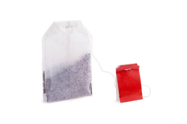 istock Classic teabag with red label isolated on white background 961493288