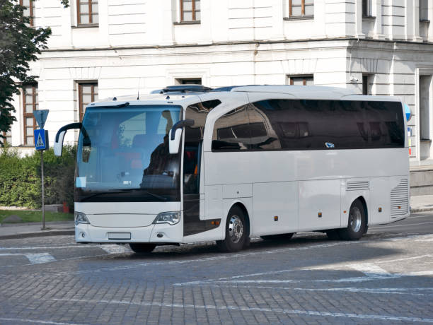 istock Tour bus on the street 961495862
