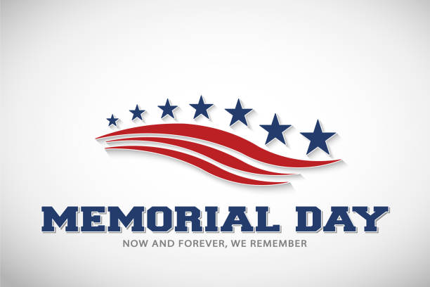 illustrazioni stock, clip art, cartoni animati e icone di tendenza di illustrazione vettoriale a stelle e strisce del memorial day - backgrounds us memorial day patriotism american flag