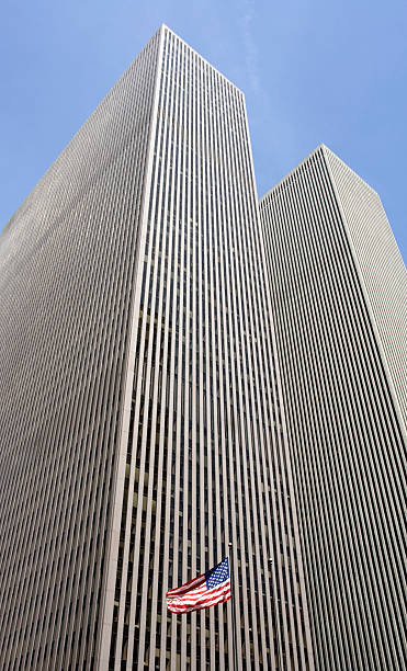 istock Office Towers with American Flag 96150449