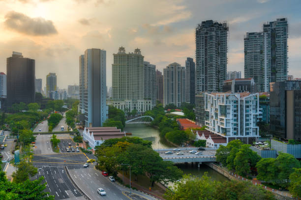 istock Singapore city skyline at Robertson Quay along River 961504908