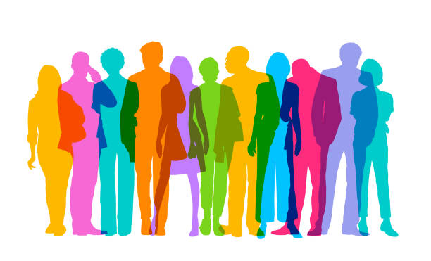 Professional or Business people Colourful overlapping silhouettes of Professional or Business people. office coworker stock illustrations