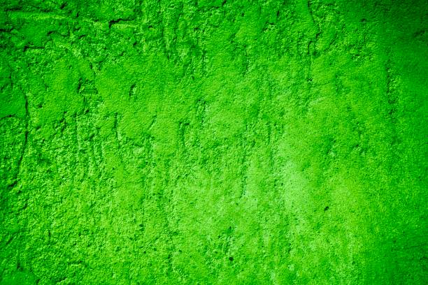 istock Ultra green Plaster concrete texture, stone surface, rock cracked background for postcard 961505386