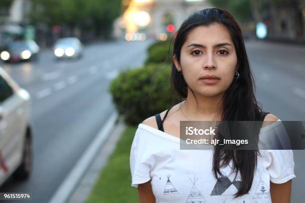 Ethnic Woman Outdoors Close Up Stock Photo - Download Image Now - Women, Serious, One Woman Only
