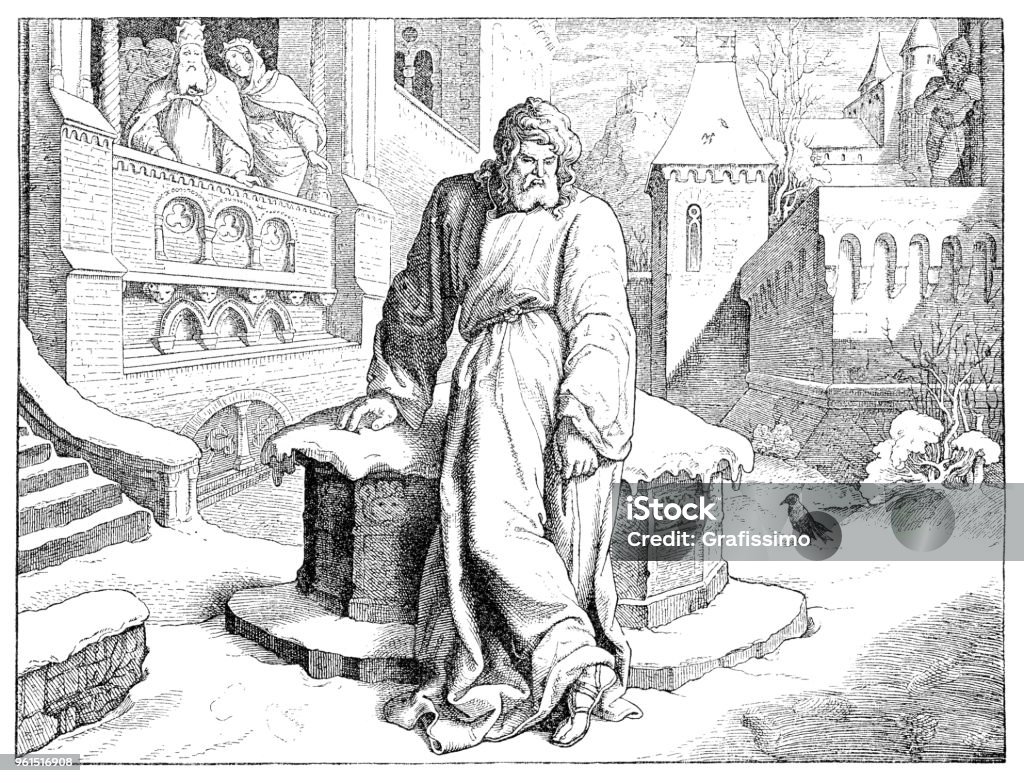 Roman emperor Henry IV walk to Canossa Italy Illustration 1881 Henry IV (German: Heinrich IV; 11 November 1050 - 2013 7 August 1106) ascended to King of the Germans in 1056. From 1084 until his forced abdication in 1105, he was also referred to as the King of the Romans and Holy Roman Emperor.
The Road to Canossa, sometimes called the Walk to Canossa or Humiliation of Canossa , refers to Holy Roman Emperor Henry IV's trek to Canossa Castle, Italy, where Pope Gregory VII was staying as the guest of Margravine Matilda of Tuscany, at the height of the investiture controversy in January 1077 to seek absolution of his excommunication.
Drawing : Pletsch
Original edition from my own archives
Source : Illustrierte Geschichte 1881 Henri IV Of France stock illustration