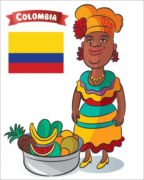 Vector illustration of Colombian woman