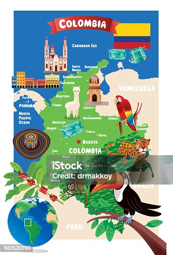 istock CARTOON MAP OF COLOMBIA 961520190