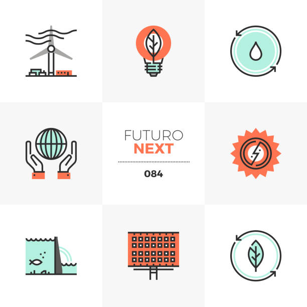 Energia rinnovabile Futuro Prossime icone - illustrazione arte vettoriale