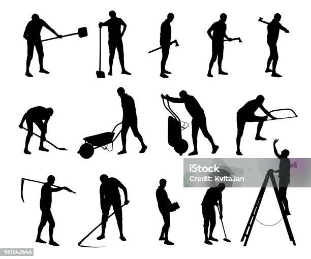 Vector Set Of Unskilled Construction And Maintenance Workers Stock Illustration - Download Image Now