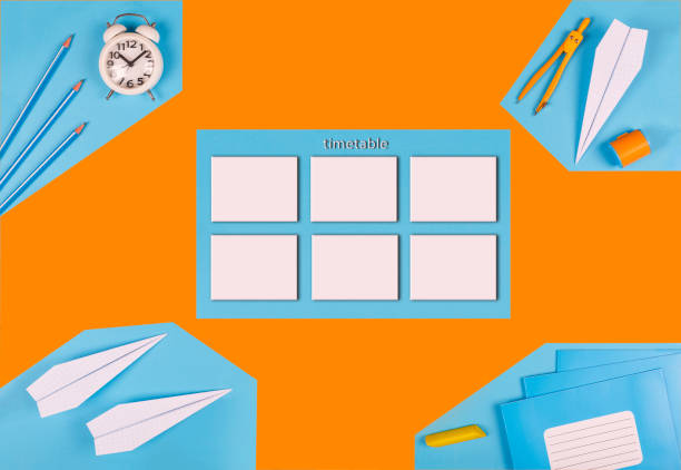 istock MINIMALISM. mock school timetable. time management concept. designer's preparation. calendar. top view. flat lay, 961542848
