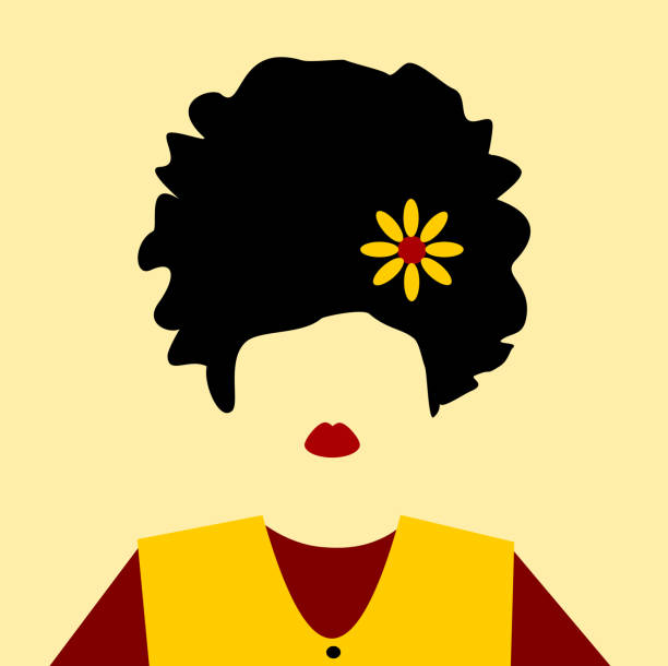 wanita bunga di rambut - big size woman asian ilustrasi stok