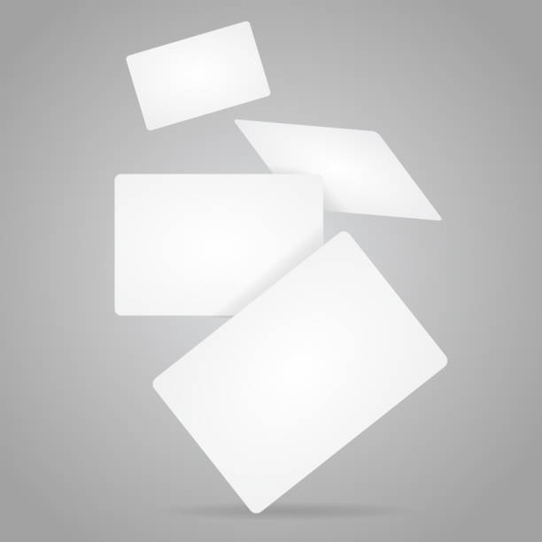 realistische detaillierte 3d weißen mockup kunststoff geschäftskreditkarte festgelegt. vektor - kartenspiel stock-grafiken, -clipart, -cartoons und -symbole