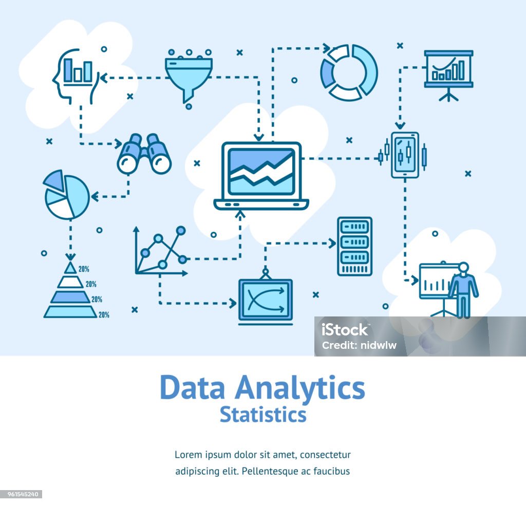 Statistical Signage Data Analytics Statistics Signs Banner Card Vector Stock Illustration ...