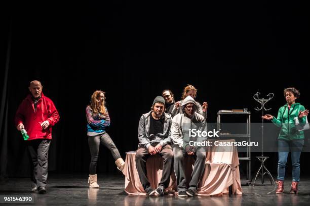 Actors Rehearsing On Stage Stock Photo - Download Image Now - Theatrical Performance, Stage Theater, Stage - Performance Space