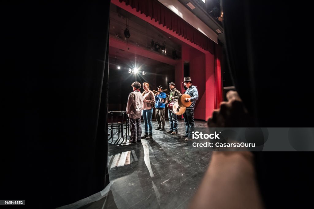 Observing Actors  Performing On Stage   From Backstage Backstage Stock Photo
