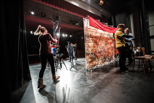 Preparing Scenography On Theater Stage