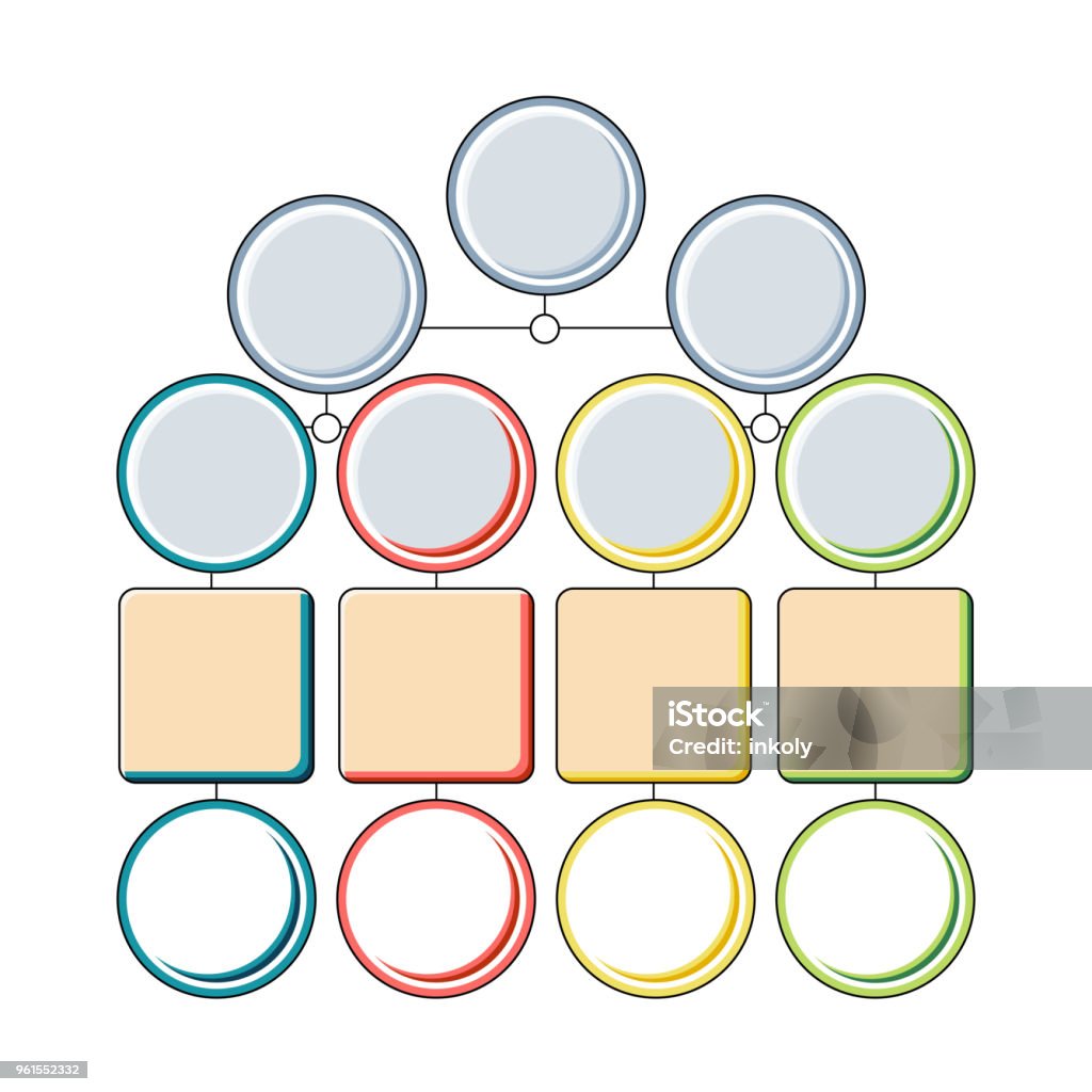 Topic Tree Printable Visual Infograhics Tree Template With Multiply Steps Of Options Colorful ...